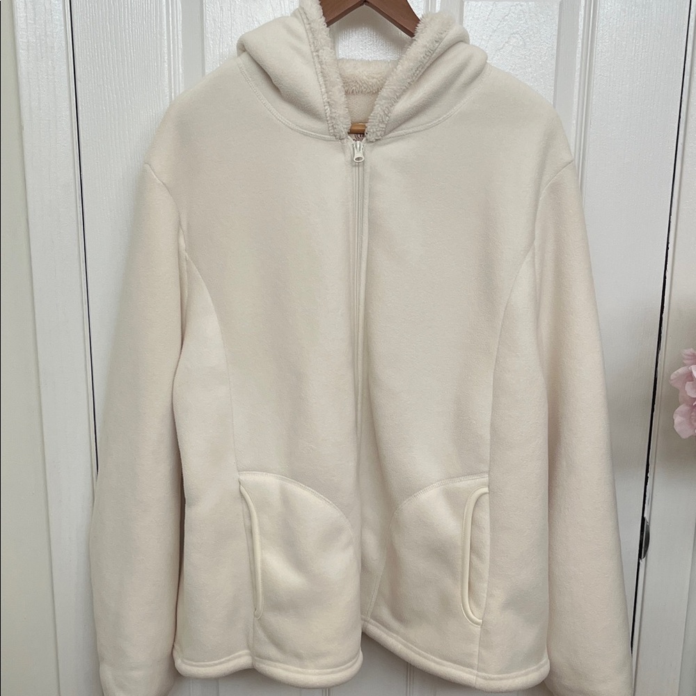 Cozy Cream Fleece Hoodie Jacket - Picture 1 of 4